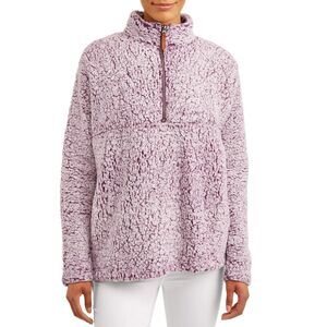 Time and Tru | Purple Snow Tipped Quarter Zip Teddy Jacket | Medium 8-10